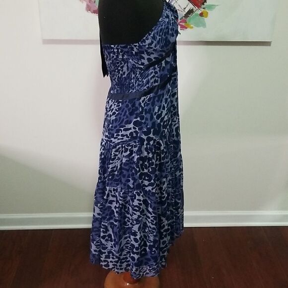 BCBG Blue Animal Print  Halter Back Dress size  Small - Picture 8 of 11